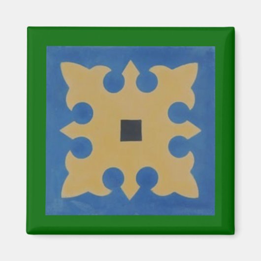 Mexicaanse Tegel Groen Blauw Tan Magneet (Voorkant)