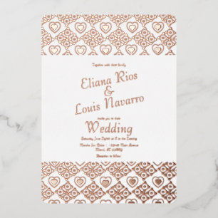 Mexicaanse Tegel Harten Talavera Gold Wedding gepe Folie Uitnodiging