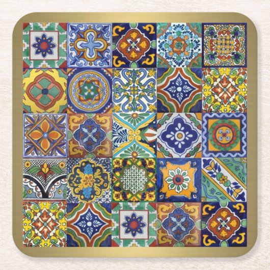 Mexicaanse tegels kartonnen onderzetters (Voorkant)
