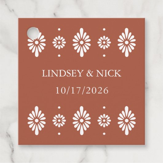 Mexicaanse Terra Cotta bruiloft gunst Labels (Voorkant)