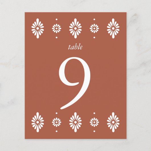 Mexicaanse Terra Cotta Trouwtafel Nummer (Voorkant)