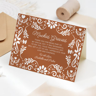 Mexicaanse Terracotta Baby shower bedankkaart