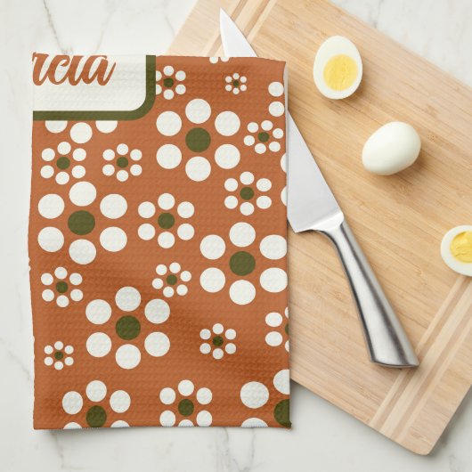 Mexicaanse terracotta bloemen theedoek (Quarter Fold)