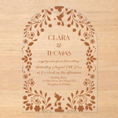 Mexicaanse terracotta bruiloft elegant acryl uitnodigingen (Voorkant)