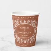 Mexicaanse Terracotta Papel Picado Trouwpapier Cup Papieren Bekers (Voorkant)