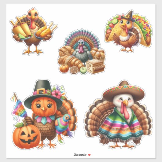 Mexicaanse Thanksgivingkalkoen stickerblad Sticker (Vel)