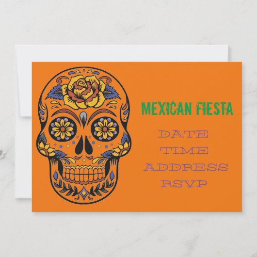 Mexicaanse theaterpartij Fiesta schedel Kaart (Voorkant)