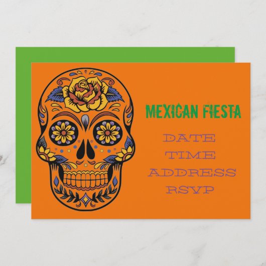 Mexicaanse theaterpartij Fiesta schedel Kaart (Voorkant / Achterkant)