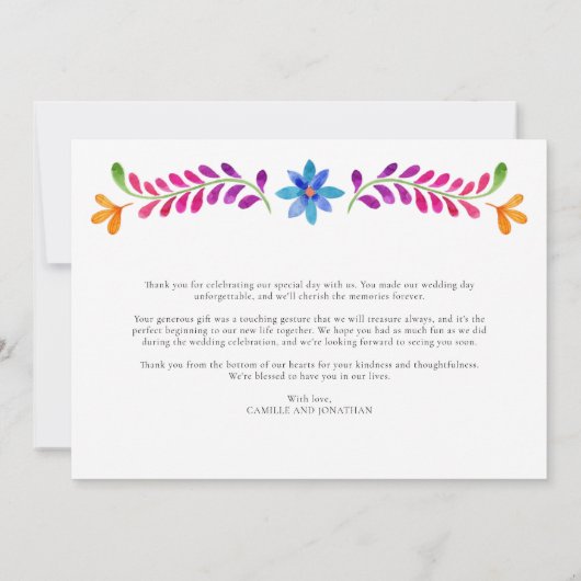 Mexicaanse Thema Bruiloft Dank u kaart (Achterkant)