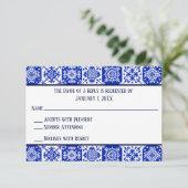 Mexicaanse thema Spaanse Tegel RSVP kaarten (Staand voorkant)