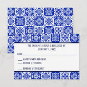 Mexicaanse thema Spaanse Tegel RSVP kaarten (Voorkant / Achterkant)