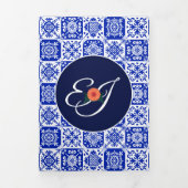 Mexicaanse Tile Marigolds Wedding Tri-Fold Uitnodi Drieluik Uitnodiging (Cover)