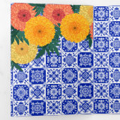 Mexicaanse Tile Marigolds Wedding Tri-Fold Uitnodi Drieluik Uitnodiging (Binnenzijde eerst)