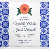 Mexicaanse Tile Marigolds Wedding Tri-Fold Uitnodi Drieluik Uitnodiging (Binnenkant midden)