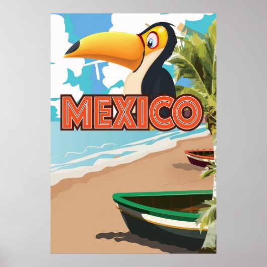 Mexicaanse Toekan Strand Reisposter. Poster (Voorkant)