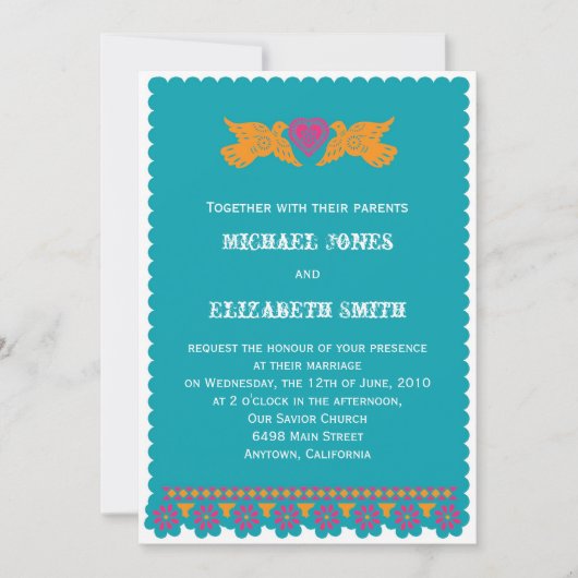 Mexicaanse Tortelduifjes Weddenschap Aqua Kaart (Voorkant)