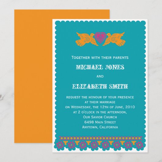 Mexicaanse Tortelduifjes Weddenschap Aqua Kaart (Voorkant / Achterkant)