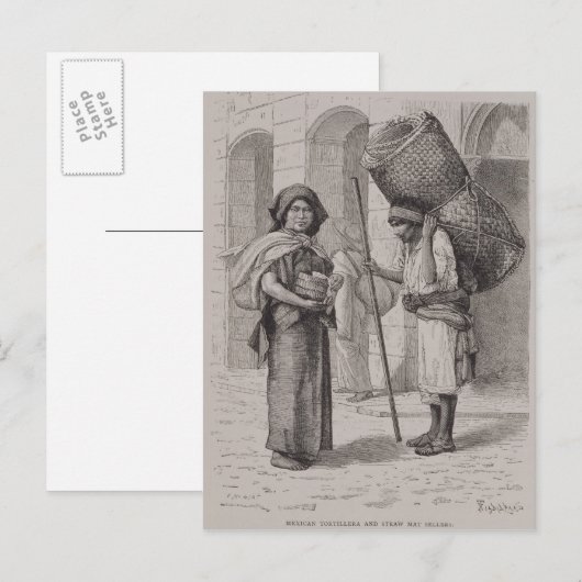 Mexicaanse tortillera en stromatverkoper briefkaart (Voorkant / Achterkant)