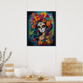 Mexicaanse traditie: kleurrijke suiker schedel mak poster (Keuken)