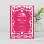 Mexicaanse traditionele bloemrijke fiesta roze bab kaart (Staand voorkant)