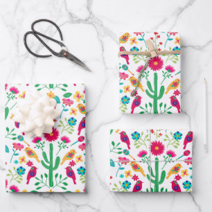 Mexicaanse traditionele bloemrijke volkskunst in f inpakpapier vel