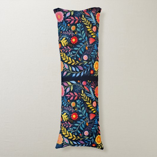 Mexicaanse Tribal blauw tapestry bloemenbody kusse Lichaamskussen (Voorkant Verticaal)