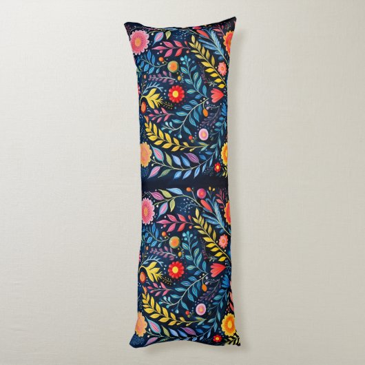 Mexicaanse Tribal blauw tapestry bloemenbody kusse Lichaamskussen (Achterkant (Verticaal))