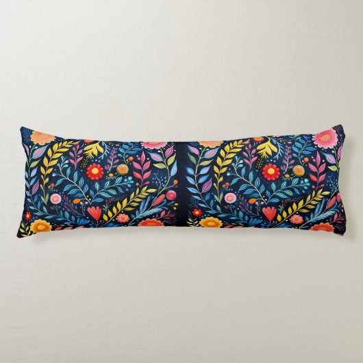 Mexicaanse Tribal blauw tapestry bloemenbody kusse Lichaamskussen (Voorkant)