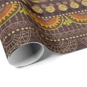 Mexicaanse Tribal Bruin Goud Groen Cadeaupapier (Rol Hoek)
