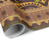 Mexicaanse Tribal Bruin Goud Groen Cadeaupapier (Rol Hoek)