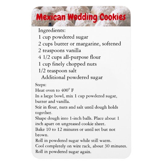Mexicaanse Trouwkoekjes Recept Magneet Koelkast (Verticaal)