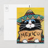 Mexicaanse Tuxedo Cat Hitchhiker Briefkaart (Voorkant / Achterkant)