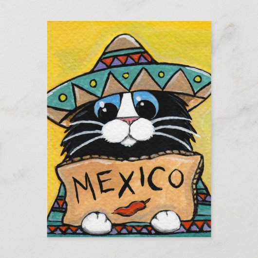 Mexicaanse Tuxedo Cat Hitchhiker Briefkaart (Voorkant)