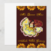 Mexicaanse uitnodiging tot Quinceanera - Bourgogne (Voorkant / Achterkant)