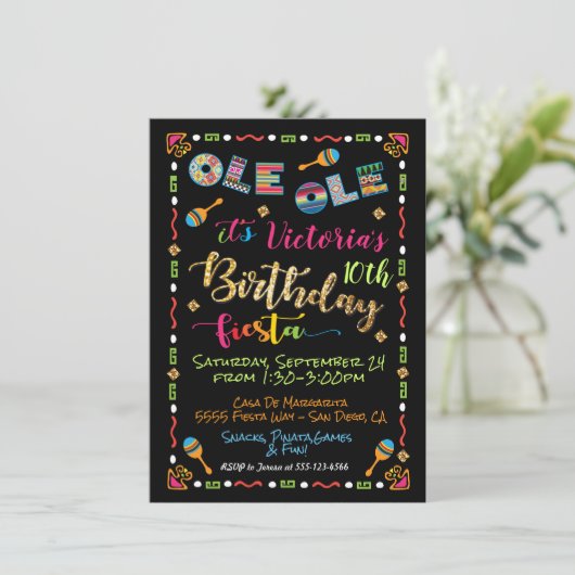 Mexicaanse uitnodiging voor de verjaardag van Fies (Staand voorkant)