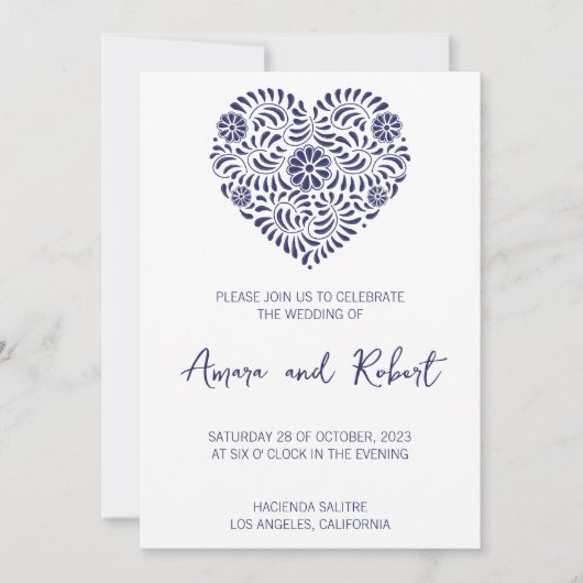 Mexicaanse uitnodiging voor een hartenbruiloft met (Voorkant)