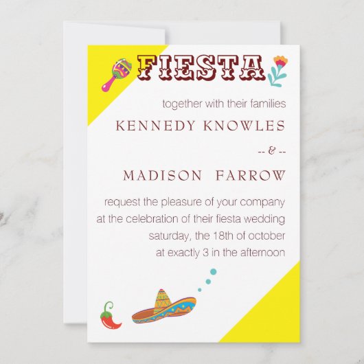 Mexicaanse uitnodiging voor een kleurrijke bruilof (Voorkant)