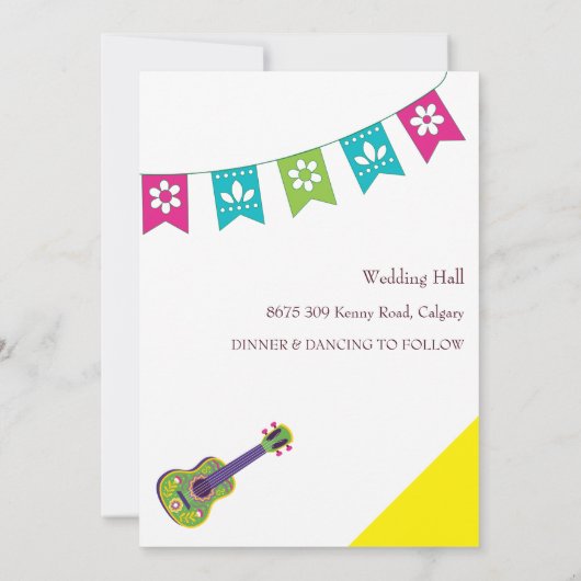 Mexicaanse uitnodiging voor een kleurrijke bruilof (Achterkant)