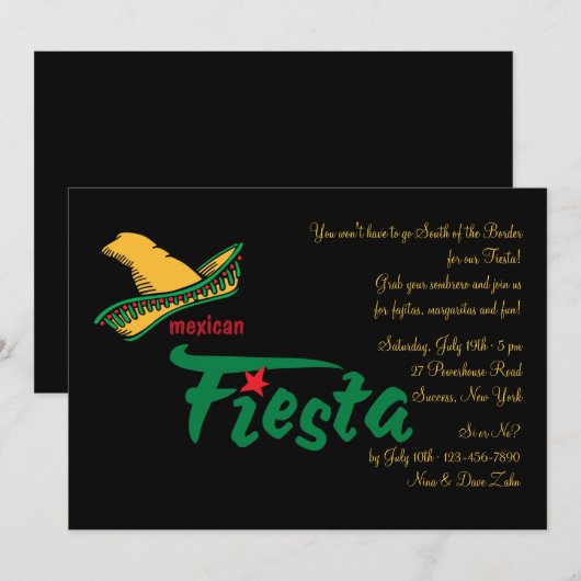 Mexicaanse uitnodiging voor Fiesta (Voorkant / Achterkant)