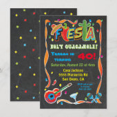 Mexicaanse uitnodiging voor Fiesta Birthday Party (Voorkant / Achterkant)