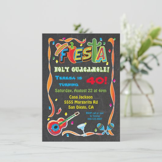 Mexicaanse uitnodiging voor Fiesta Birthday Party (Staand voorkant)