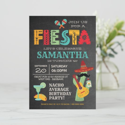 Mexicaanse uitnodiging voor Fiesta Birthday Party (Staand voorkant)