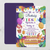Mexicaanse uitnodiging voor Fiesta Birthday Party (Voorkant / Achterkant)