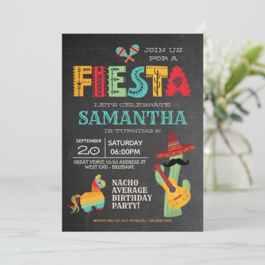 Mexicaanse uitnodiging voor Fiesta Birthday Party (Staand voorkant)