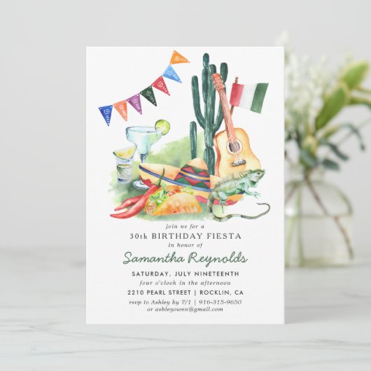 Mexicaanse uitnodiging voor Fiesta Birthday Party (Staand voorkant)