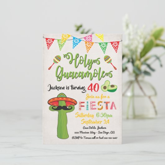 Mexicaanse uitnodiging voor Fiesta Birthday Party (Staand voorkant)