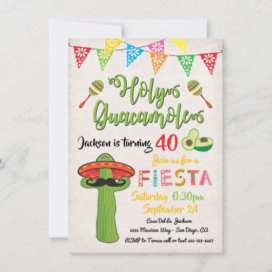 Mexicaanse uitnodiging voor Fiesta Birthday Party (Voorkant)