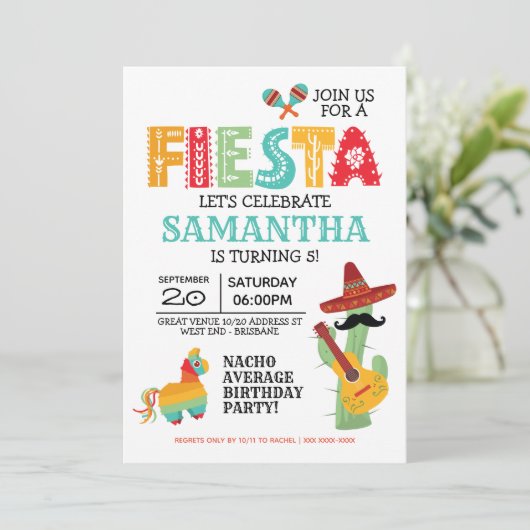 Mexicaanse uitnodiging voor Fiesta Birthday Party (Staand voorkant)