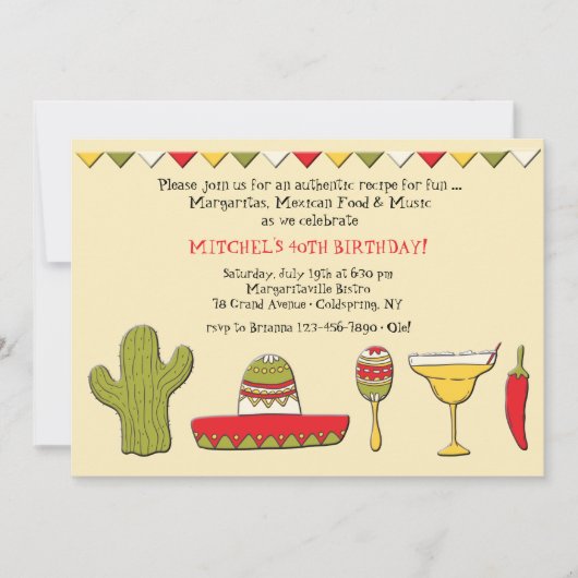 Mexicaanse uitnodiging voor pictogrammen (Voorkant)