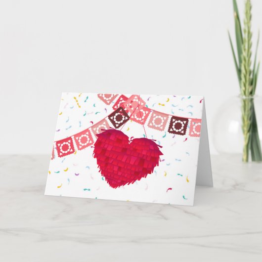 Mexicaanse Valentijnsdag Heart Pinata & Taco Kaart (Voorkant)